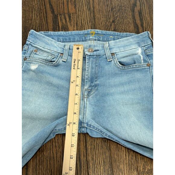 7 For All Mankind Womens Light Wash Blue Denim Mid Rise The Skinny Jeans Size 27 - Picture 10 of 11